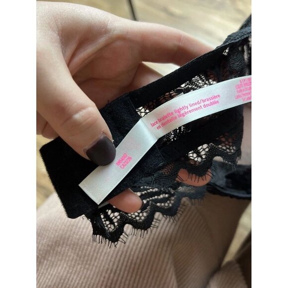 PINK Victoria's Secret Black Lace Bralette Lightly Lined Halter Size Small Women - Picture 6 of 8